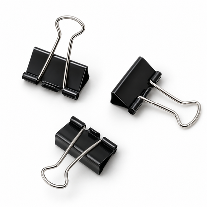 Black Binder Clips with Storage Container – 24 Pack